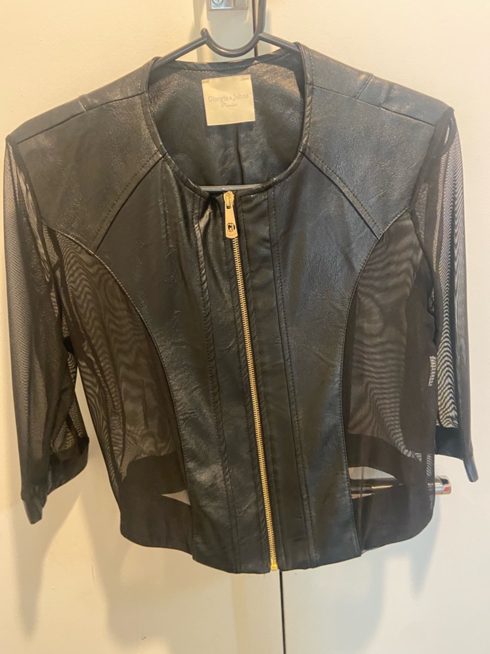 Black Mesh & Faux Leather Jacket